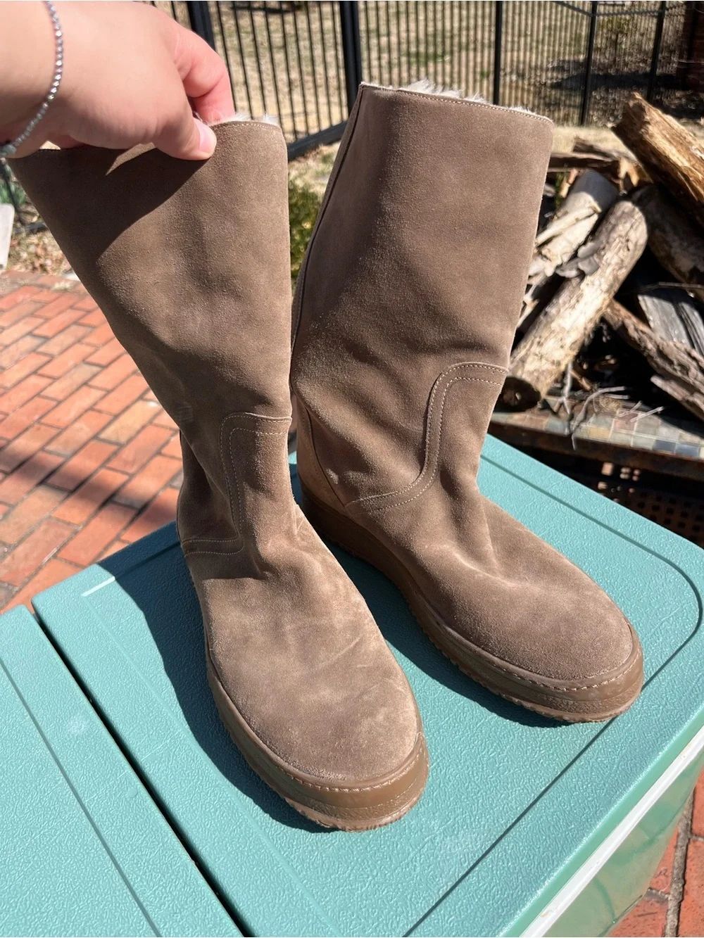 Aquatalia Shearling Lined Suede Boots